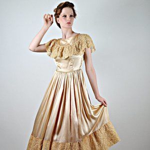 50s Champagne Gold Silk Special Occassion